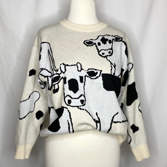 Vintage Sweaters - Vintage cow sweater - Unbranded (M)